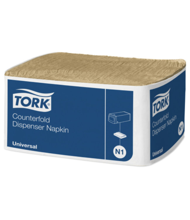 Tork dispenserservet 31x32cm 1-laags counterfold nature brown 24x300