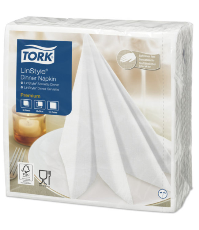 Tork LinStyle® servet 39x39cm 1/4-vouw wit 12x50