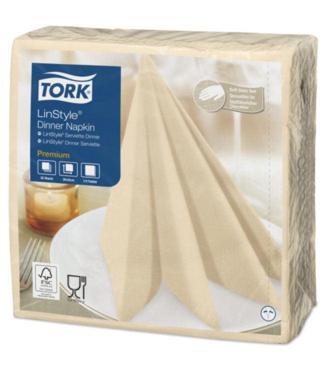 Tork LinStyle® servet 39x39cm 1/4-vouw cream 12x50