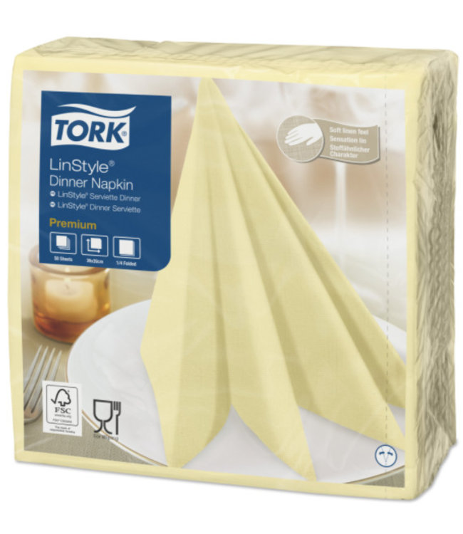 Tork LinStyle® servet 39x39cm 1/4-vouw champagne 12x50