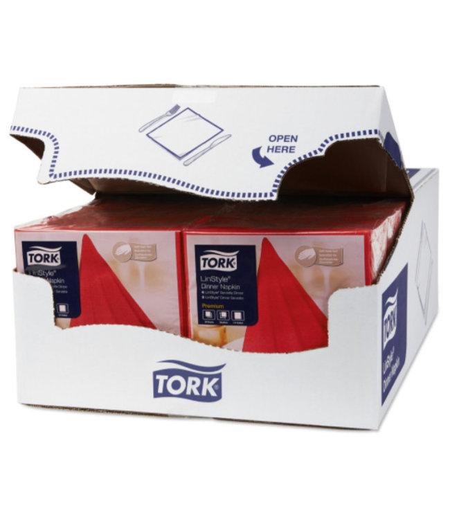 Tork LinStyle® servet 39x39cm 1/4-vouw rood 12x50