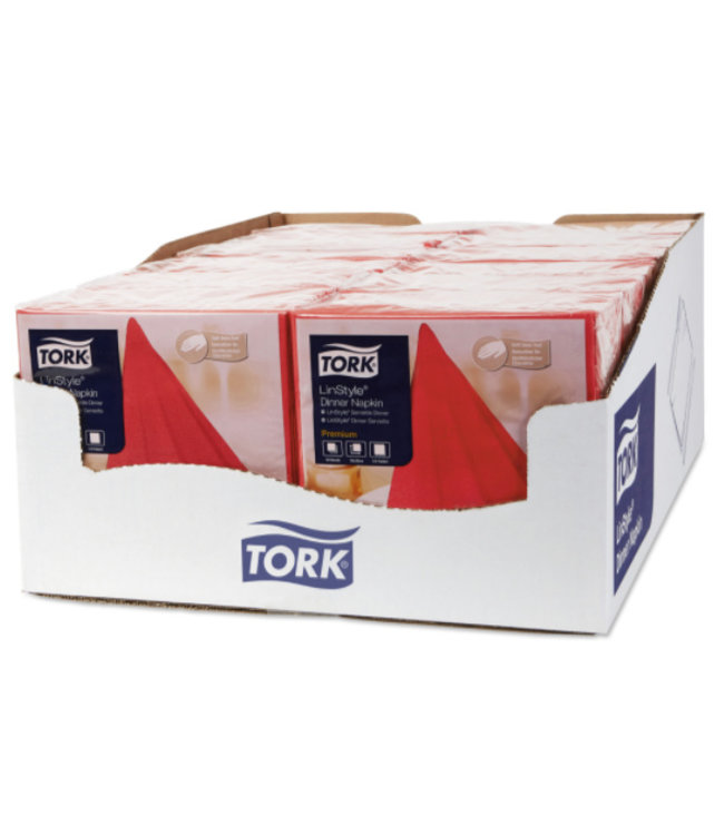 Tork LinStyle® servet 39x39cm 1/4-vouw rood 12x50
