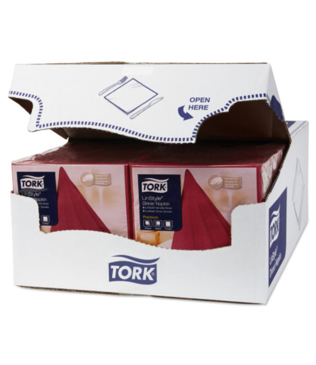 Tork LinStyle® servet 39x39cm 1/4-vouw burgundy 12x50