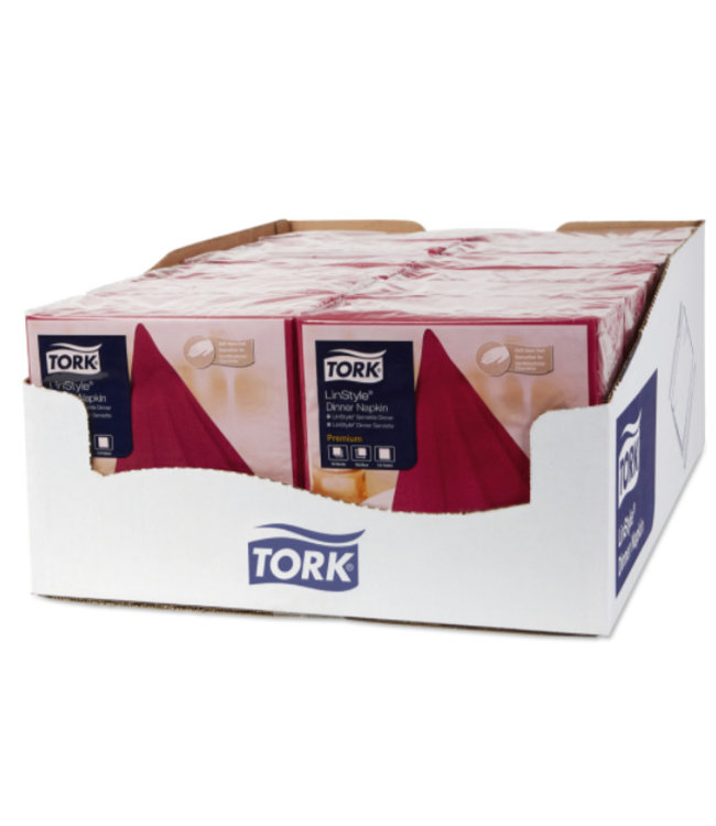 Tork LinStyle® servet 39x39cm 1/4-vouw burgundy 12x50