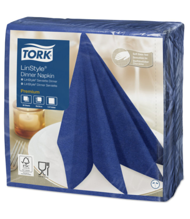 Tork LinStyle® servet 39x39cm 1/4-vouw midnight blue 12x50