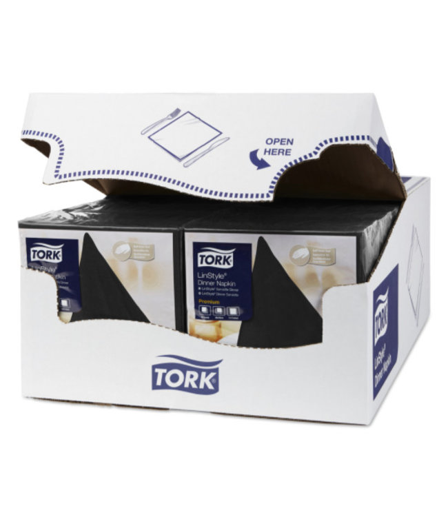 Tork LinStyle® servet 39x39cm 1/4-vouw zwart 12x50