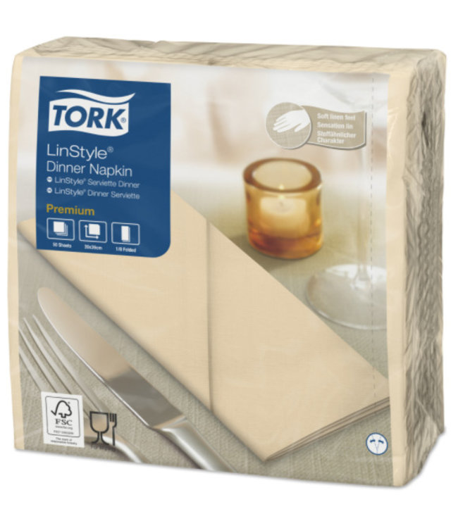 Tork LinStyle® servet 39x39cm 1/8-vouw cream 12x50