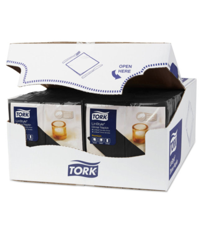 Tork LinStyle® servet 39x39cm 1/8-vouw zwart 12x50