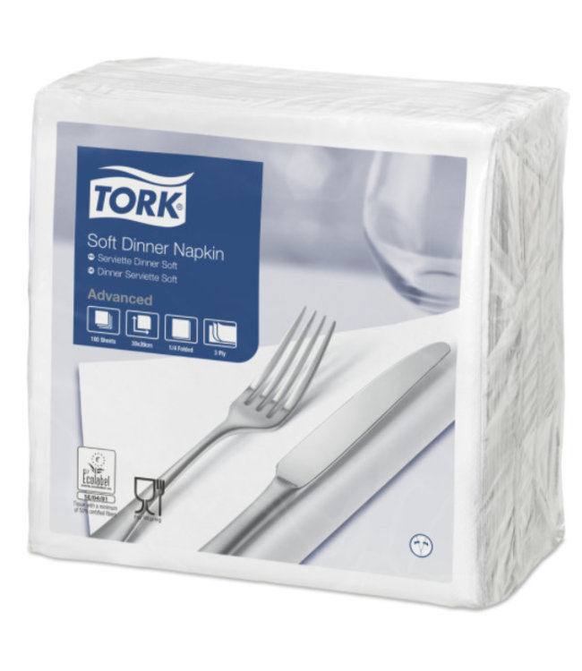 Tork tissue servet 39x39cm 3-laags 1/4-vouw wit 12x100