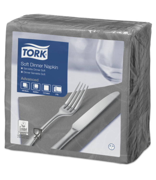 Tork tissue servet 39x39cm 3-laags 1/4-vouw grijs 12x100
