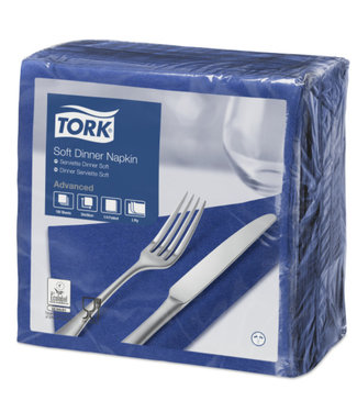 Tork Tork tissue servet 39x39cm 3-laags 1/4-vouw midnight blue 12x100
