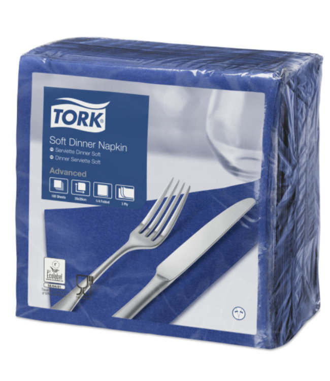 Tork tissue servet 39x39cm 3-laags 1/4-vouw midnight blue 12x100