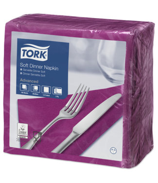Tork Tork tissue servet 39x39cm 3-laags 1/4-vouw plum 12x100