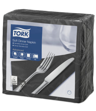 Tork Tork tissue servet 39x39cm 3-laags 1/4-vouw zwart 12x100