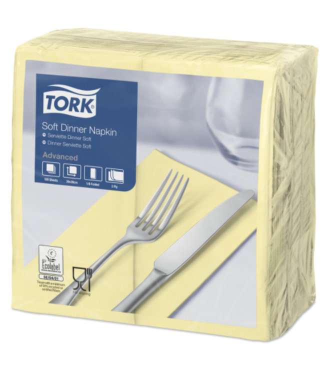 Tork tissue servet 39x39cm 3-laags 1/8-vouw champagne 12x100