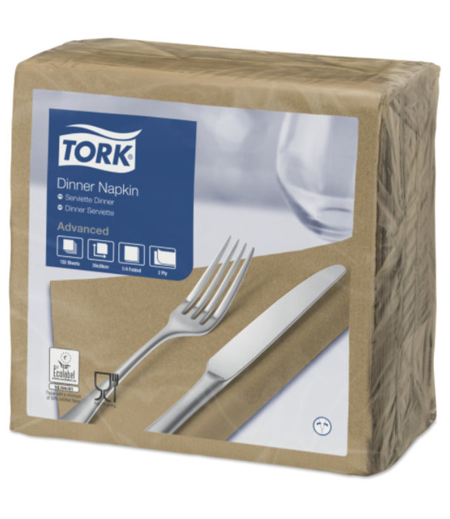 Tork tissue servet 39x39cm 2-laags 1/4-vouw biscuit 12x150