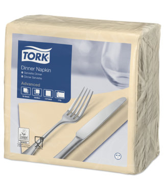 Tork Tork tissue servet 39x39cm 2-laags 1/4-vouw cream 12x150