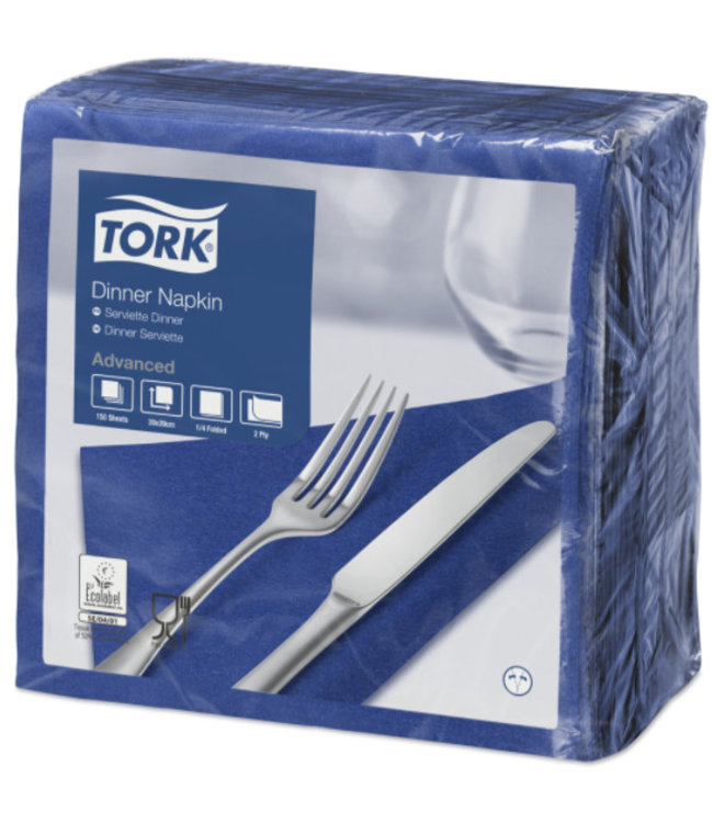 Tork tissue servet 39x39cm 2-laags 1/4-vouw midnight blue 12x150