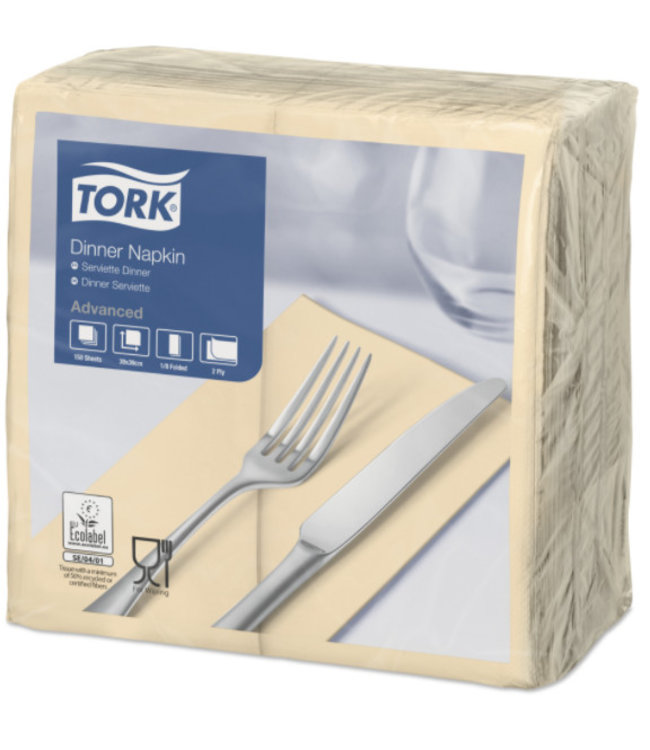 Tork tissue servet 39x39cm 2-laags 1/8-vouw cream 12x150