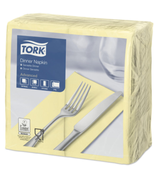 Tork tissue servet 39x39cm 2-laags 1/8-vouw champagne 12x150