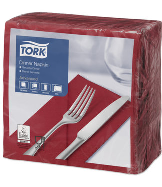 Tork Tork tissue servet 39x39cm 2-laags 1/8-vouw burgundy 12x150