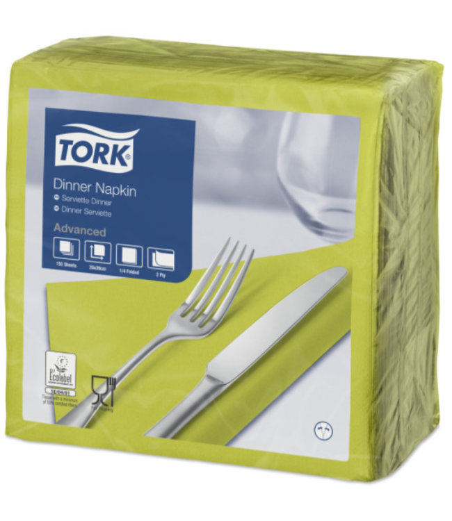 Tork tissue servet 39x39cm 2-laags 1/4-vouw pistachio 12x150