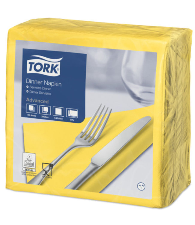 Tork tissue servet 39x39cm 2-laags 1/4-vouw passion yellow 12x150