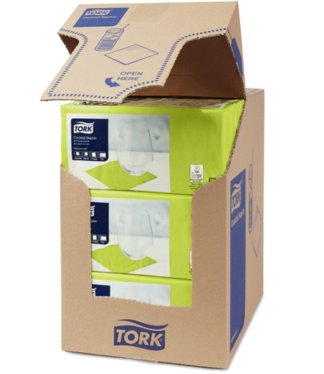 Tork tissue servet 23x23cm 2-laags 1/4-vouw pistachio 10x300