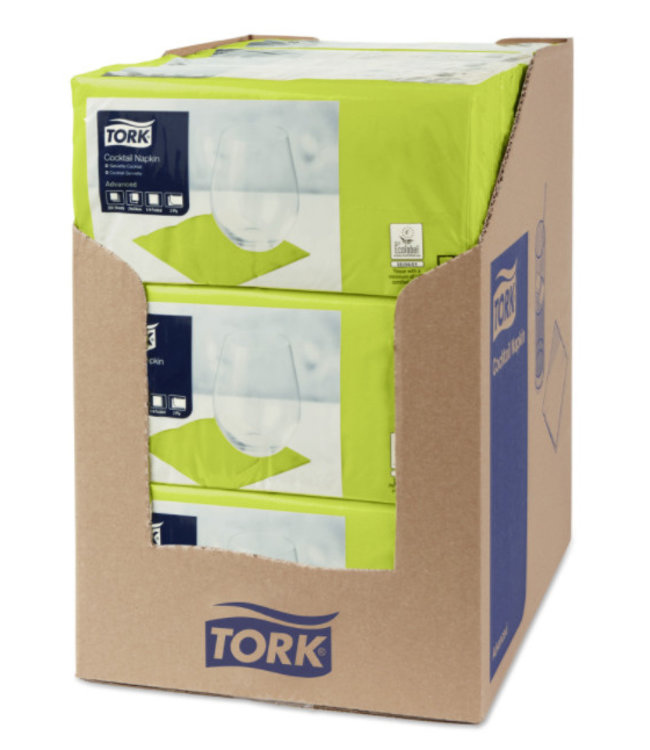 Tork tissue servet 23x23cm 2-laags 1/4-vouw pistachio 10x300
