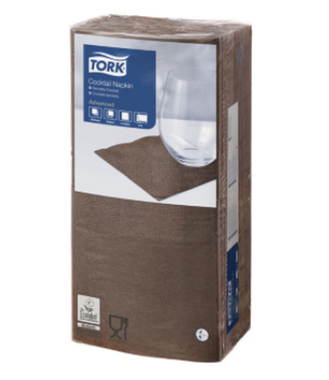 Tork tissue servet 23x23cm 2-laags 1/4-vouw cocoa 10x300