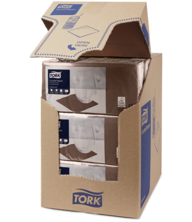 Tork tissue servet 23x23cm 2-laags 1/4-vouw cocoa 10x300