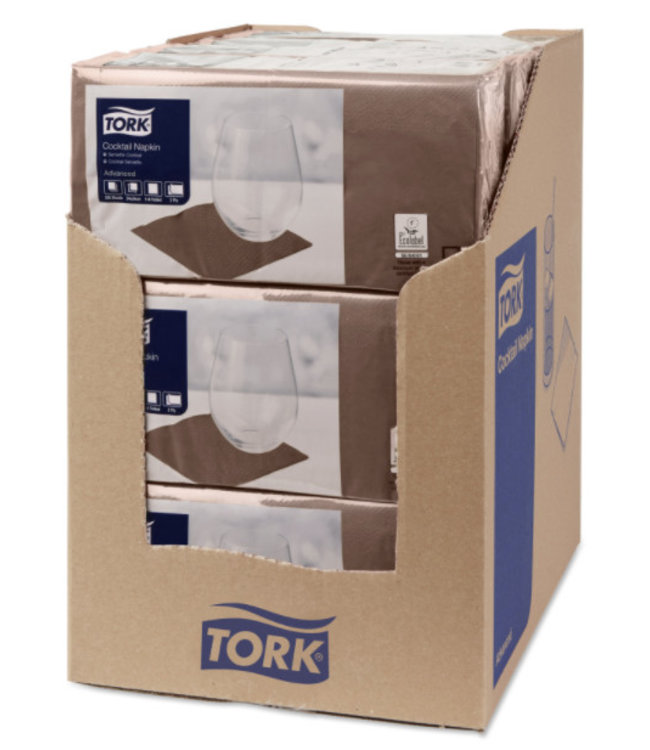 Tork tissue servet 23x23cm 2-laags 1/4-vouw cocoa 10x300