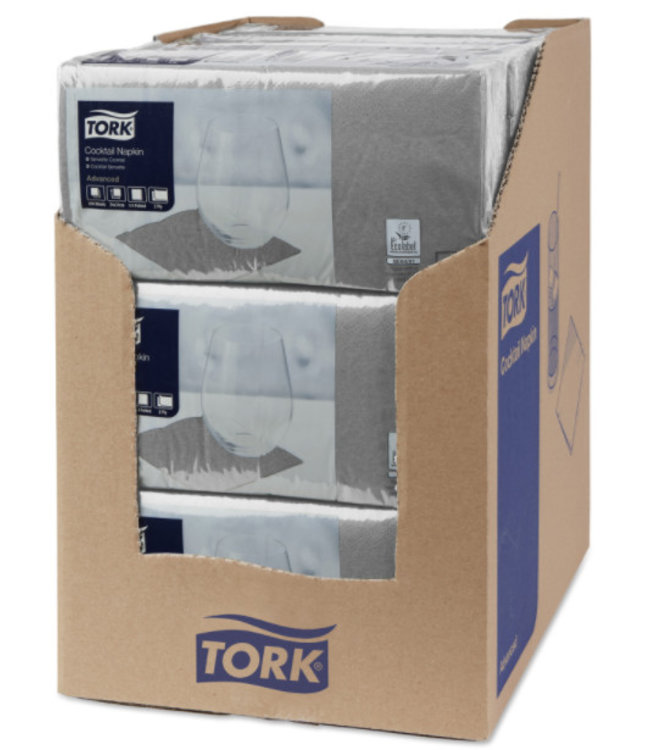 Tork tissue servet 23x23cm 2-laags 1/4-vouw grijs 10x300