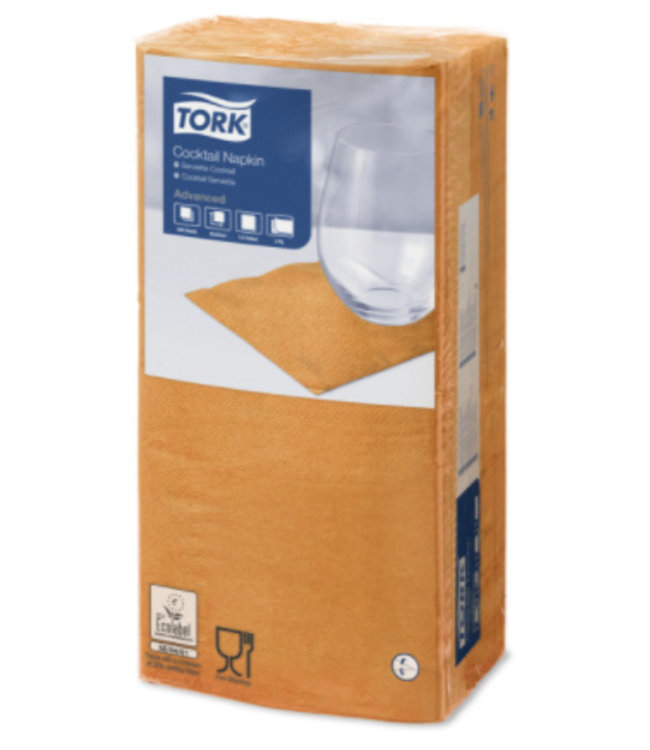 Tork tissue servet 23x23cm 2-laags 1/4-vouw orange 10x300