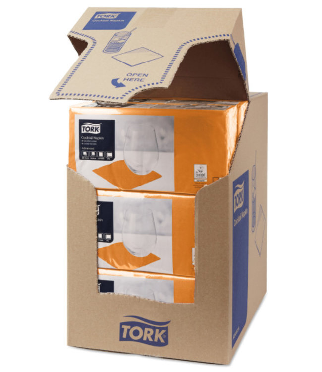 Tork tissue servet 23x23cm 2-laags 1/4-vouw orange 10x300