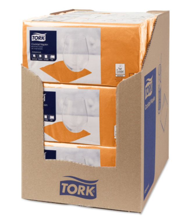 Tork tissue servet 23x23cm 2-laags 1/4-vouw orange 10x300
