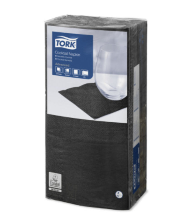 Tork tissue servet 23x23cm 2-laags 1/4-vouw zwart 10x300
