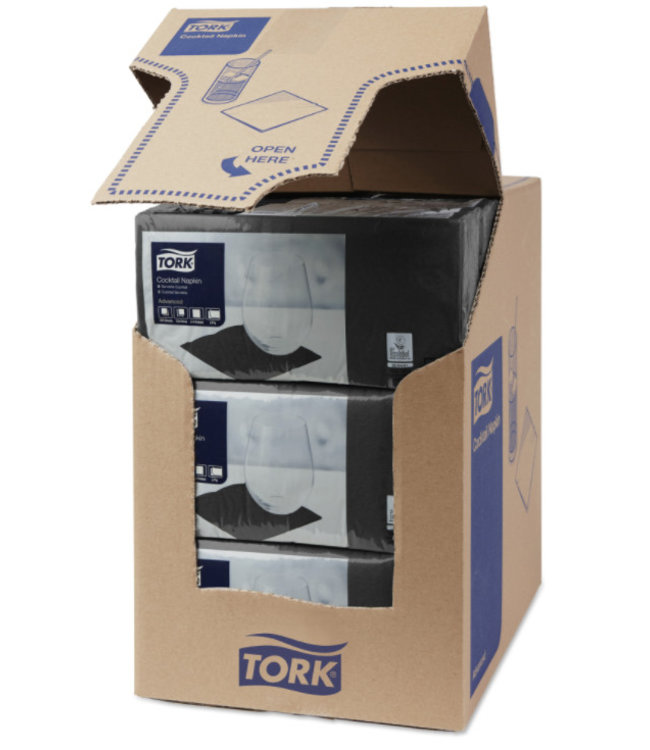 Tork tissue servet 23x23cm 2-laags 1/4-vouw zwart 10x300