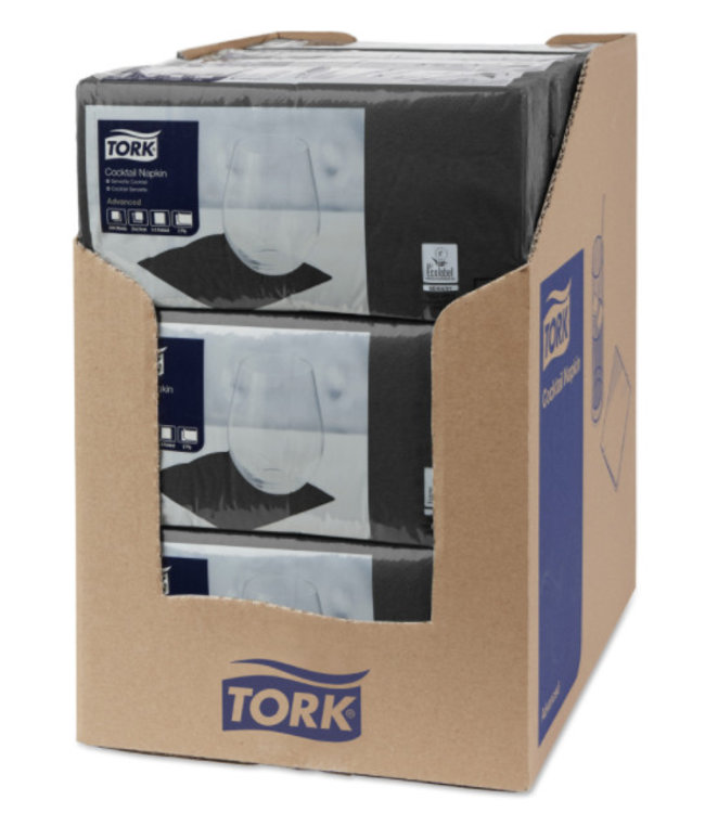 Tork tissue servet 23x23cm 2-laags 1/4-vouw zwart 10x300
