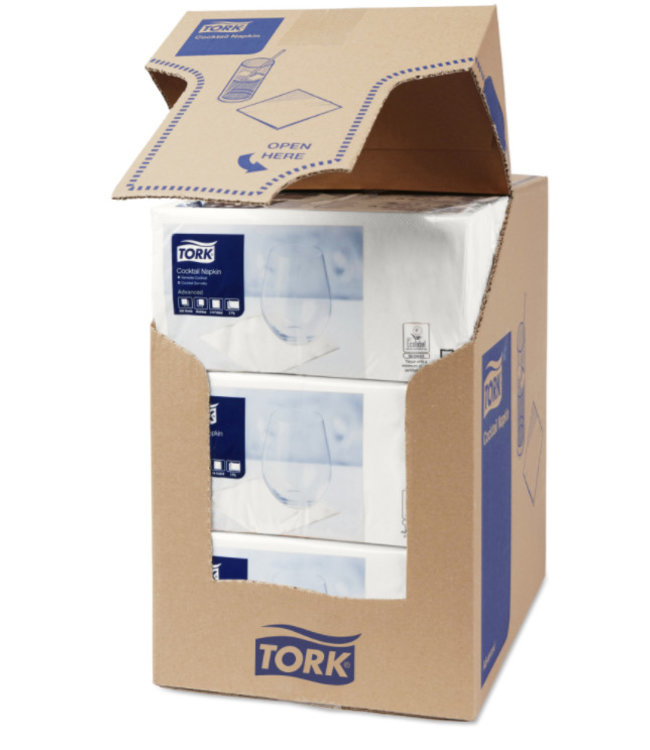 Tork tissue servet 23x23cm 2-laags 1/4-vouw wit 10x300
