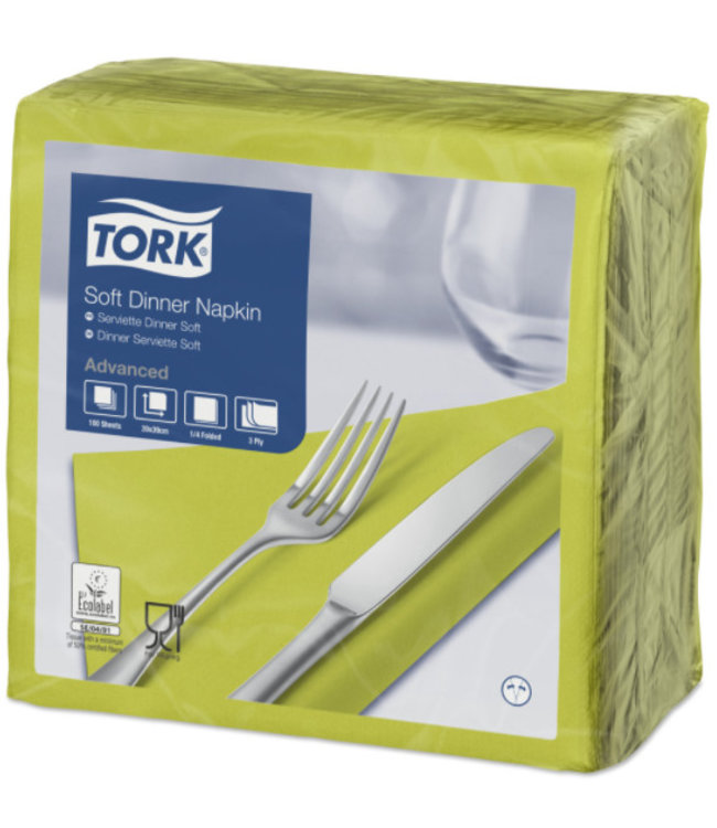 Tork tissue servet 39x39cm 3-laags 1/4-vouw pistachio 12x100
