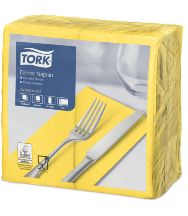 Tork tissue servet 39x39cm 2-laags 1/8-vouw passion yellow 12x150