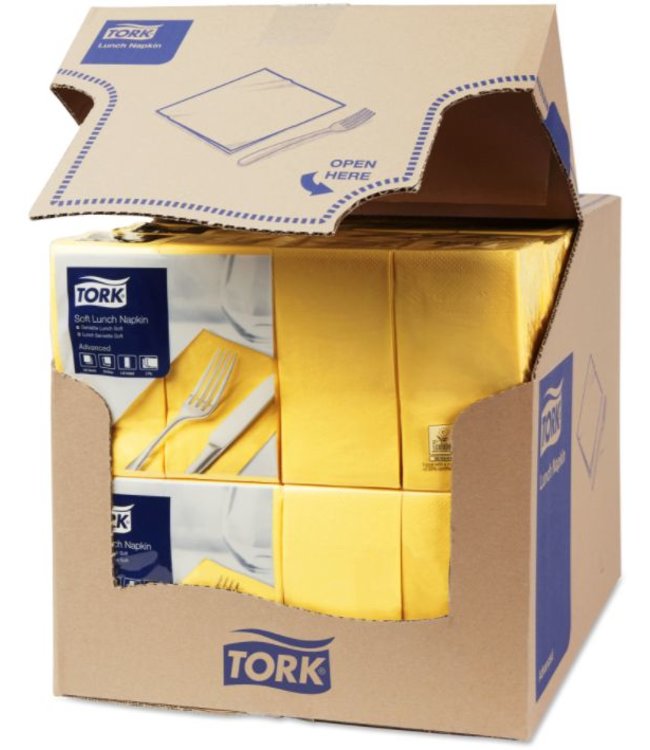 Tork tissue servet 33x33cm 3-laags 1/8-vouw passion yellow 10x150