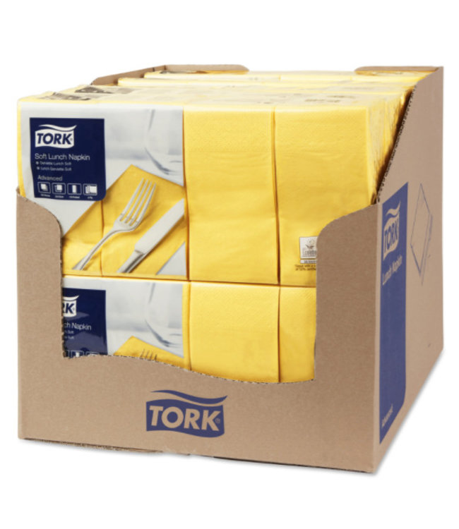 Tork tissue servet 33x33cm 3-laags 1/8-vouw passion yellow 10x150