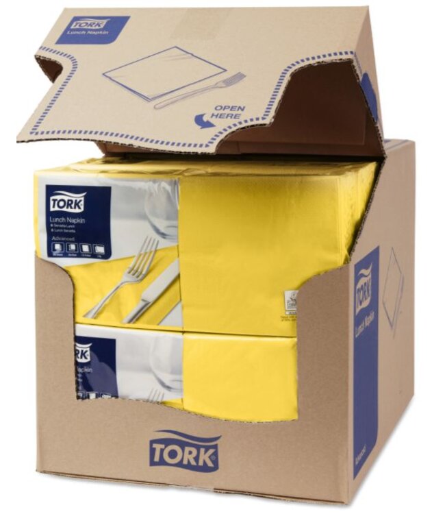 Tork tissue servet 33x33cm 2-laags 1/4-vouw passion yellow 10x200