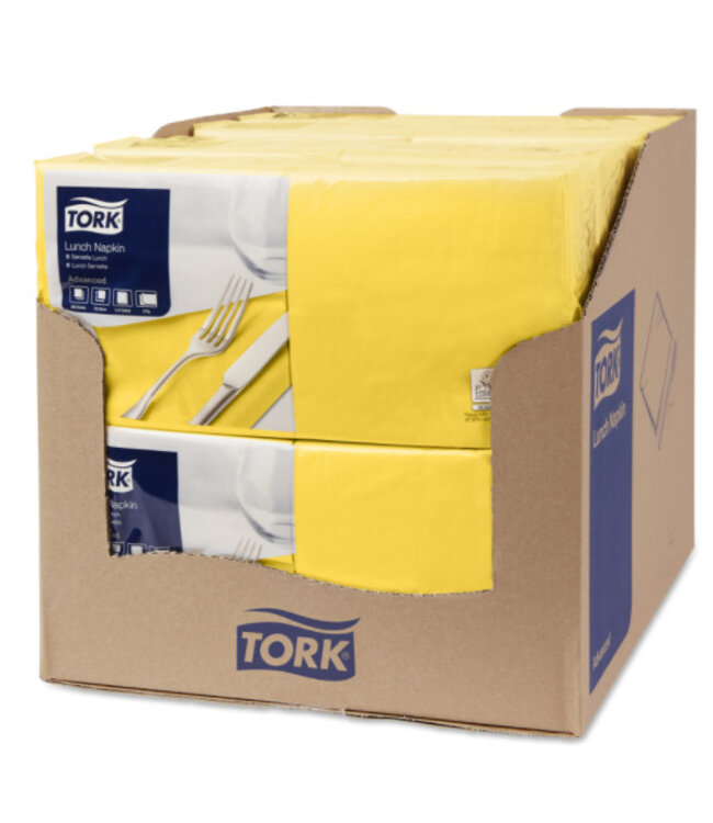 Tork tissue servet 33x33cm 2-laags 1/4-vouw passion yellow 10x200