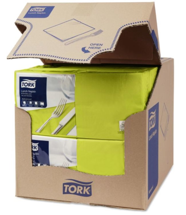 Tork tissue servet 33x33cm 2-laags 1/4-vouw pistachio 10x200