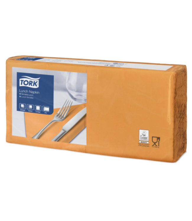 Tork tissue servet 33x33cm 2-laags 1/4-vouw orange 10x200