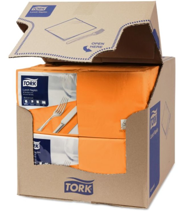 Tork tissue servet 33x33cm 2-laags 1/4-vouw orange 10x200