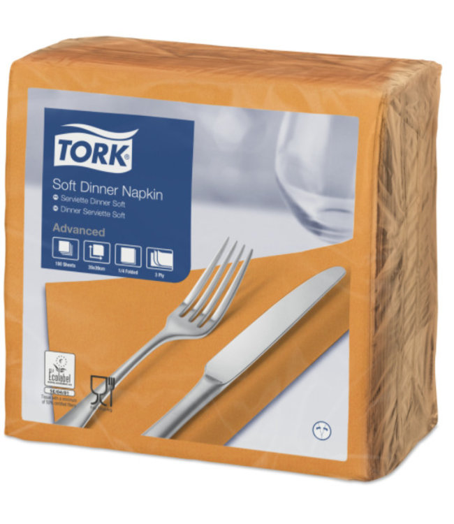 Tork tissue servet 39x39cm 3-laags 1/4-vouw orange 12x100